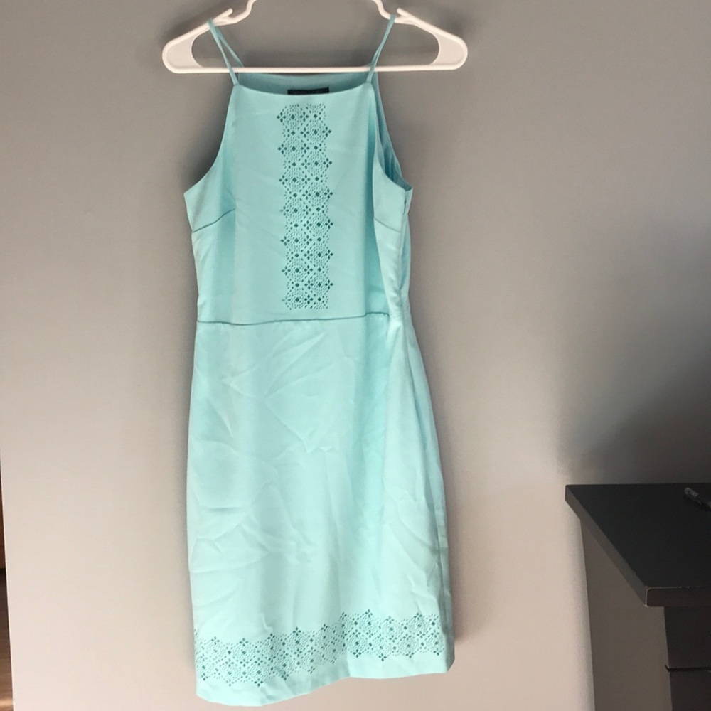 Banana republic turquoise laser cut dress